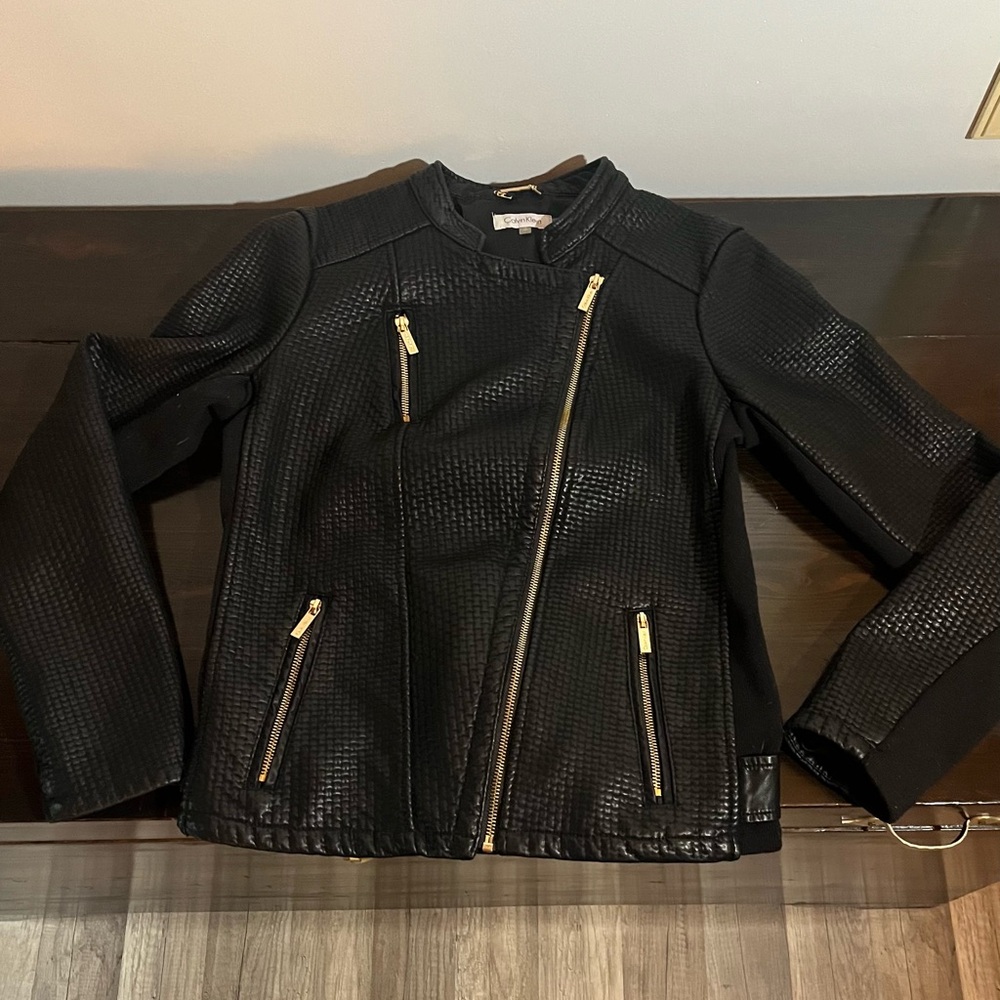 Calvin Klein Black Textured Leather Jacket